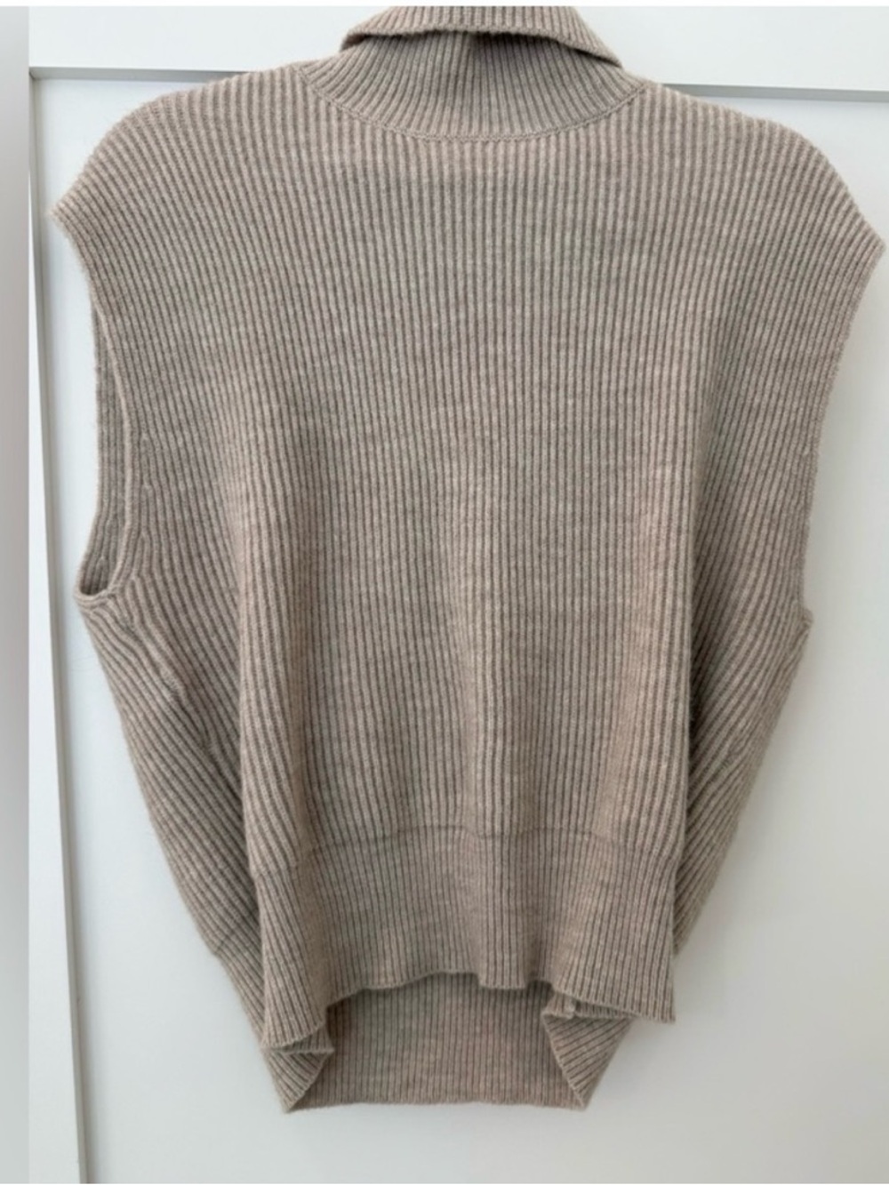Wayf Shay Sleeveless ribbed cowl neck Sweater in oatmeal